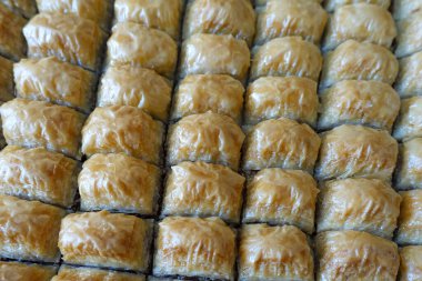Türk baklavası, yakın plan baklava tatlısı, hindide baklava tatlısı, Gaziantep baklavası.,