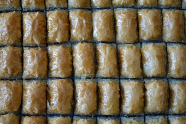 Türk baklavası, yakın plan baklava tatlısı, hindide baklava tatlısı, Gaziantep baklavası.,