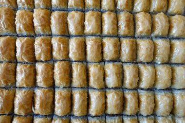 Türk baklavası, yakın plan baklava tatlısı, hindide baklava tatlısı, Gaziantep baklavası.,