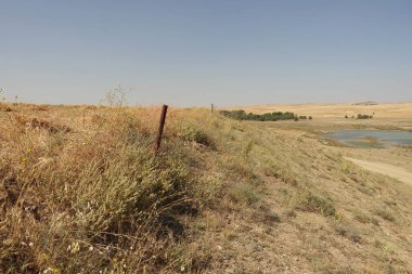 barbed wire fence damaged in the field,