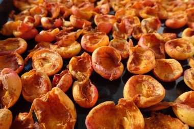 homemade apricot drying process, fruit drying process in summer, drying fruit in the sun,
