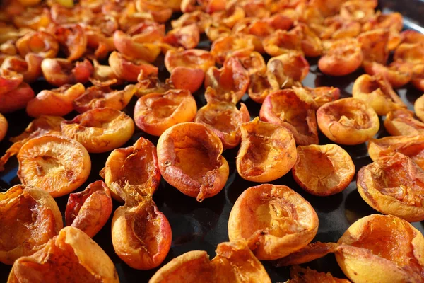Drying Apricots Sun Fruit Drying Dried Apricots Natural Apricot Drying — Stockfoto