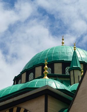 islam and mosque, green dome and double minaret, mosques in turkey, mosque architecture,