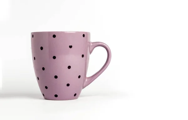 Purple Dotted Tea Cup Isolated White Background Copy Space — Fotografia de Stock