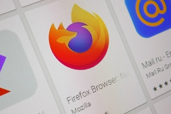 Ivanovsk Rusia Noviembre 2021 Firefox Aplicación Navegador Pantalla Tableta — Foto de Stock