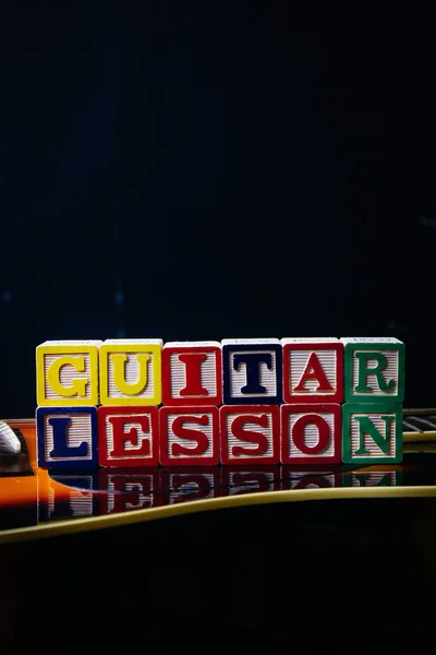 Palabra Frase Lección Guitarra Hecha Con Los Cubos Letras Pie —  Fotos de Stock