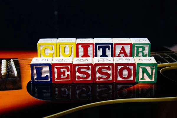 Palabra Frase Lección Guitarra Hecha Con Los Cubos Letras Pie —  Fotos de Stock
