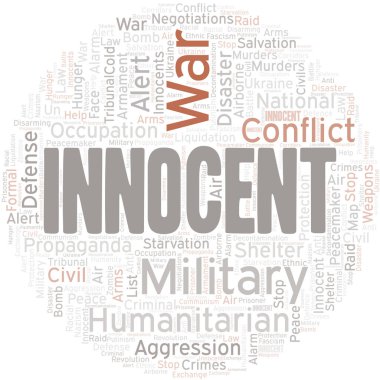 Masum kelime bulutu. Sadece metin ile oluşturulan vektör.