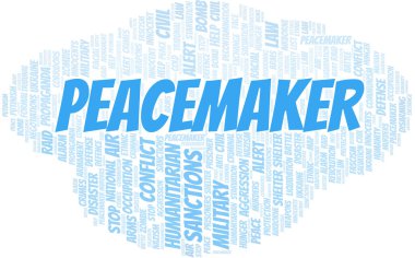 Barışçıl kelime bulutu. Sadece metin ile oluşturulan vektör.