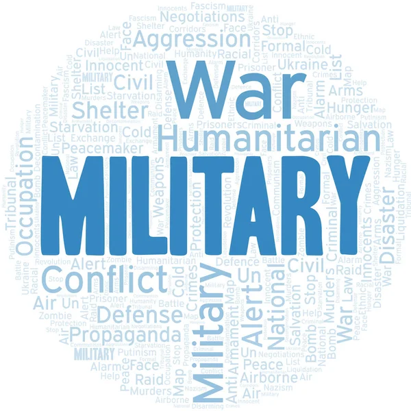 Military Word Cloud Vector Made Text Only — Stock Vector