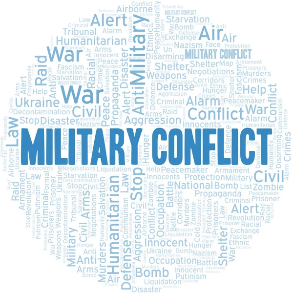 Military Conflict Word Cloud Vector Made Text Only — Stock Vector