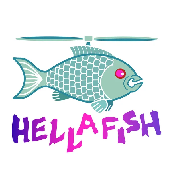 Peixe Com Uma Lâmina Helicóptero Cima Helafish — Vetor de Stock