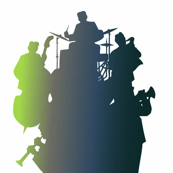 Swing Jazz Band Silhouette Background — Vetor de Stock