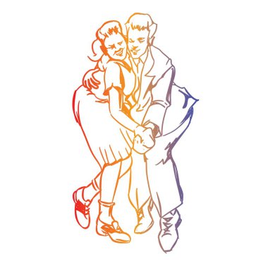 Swing dansçıları, bando siluetiyle dans edenler.