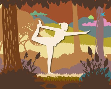 Yoga duruşu sessiz dağ ormanlarında