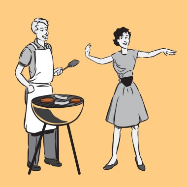 1950 'ler ya da 60' lar erkek barbeküsü 