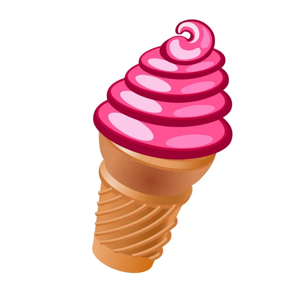 Soft Berry Ice Cream Cone — Stockvector