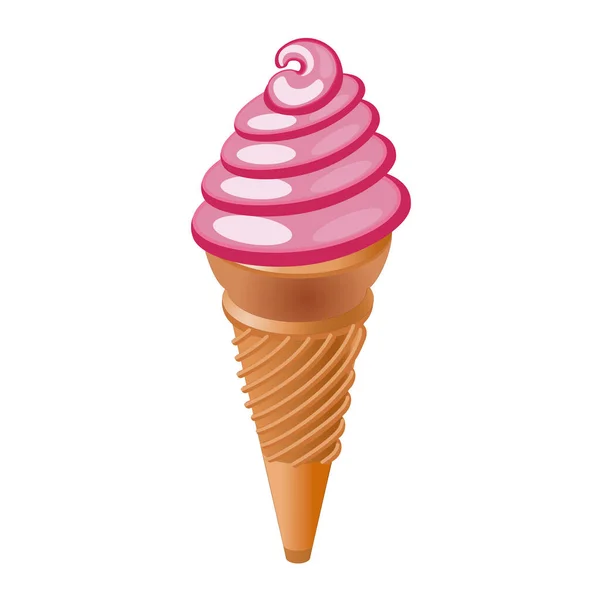 Funnel Berry Ice Cream Cone — Vetor de Stock