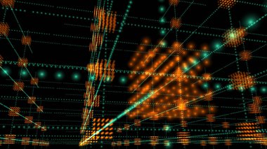 Siber uzayı temsil eden bir soyut. Veri depolama ve ağ oluşturma. 3B görüntüleme. 