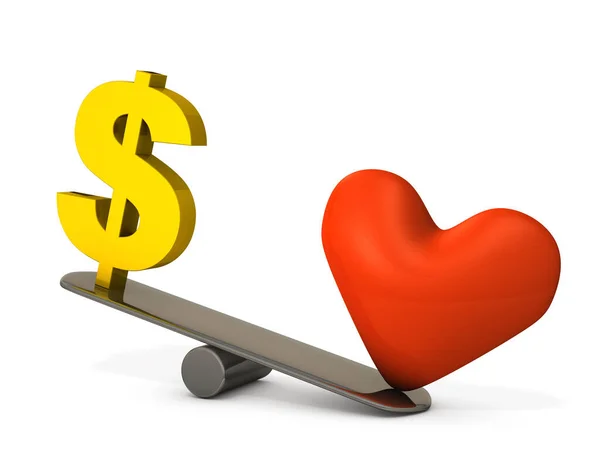 Concept Values Love Economy Idealism Values Love Emotions Money Wealth — Fotografia de Stock