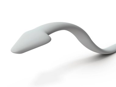 Kilitlenmeyi temsil eden bir kavram. Yılan gibi başını kaldıran, hedefi yakalayan ve bırakmayan bir ok. 3 boyutlu görüntüleme. Beyaz arkaplan. 