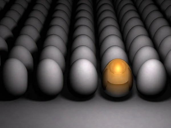 Золотое Яйцо Которое Выделяется Будущие Возможности Перспективные Варианты Многие Яйца — стоковое фото