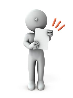 Cevap kağıdıyla gurur duyan bir çocuk. En yüksek skoru göster. Kabul bildirimi. 3 boyutlu görüntüleme. Beyaz arkaplan.