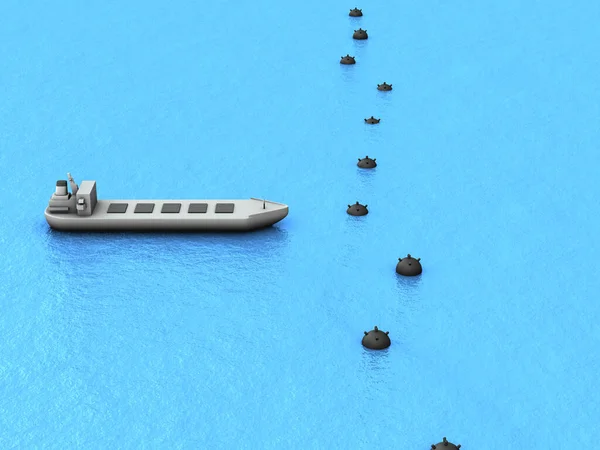 Uma Rota Marítima Bloqueada Por Uma Mina Crise Transporte Grãos — Fotografia de Stock