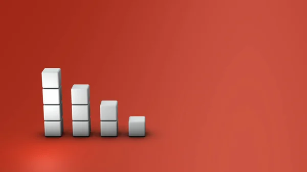 Stacked White Blocks Downward Sloping Graph Risk Deterioration Concept Red — Stock Photo, Image
