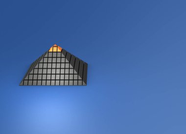 An abstract concept representing hierarchy and order. Hierarchical metaphor. cool blue background. 3D rendering.