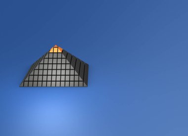 An abstract concept representing hierarchy and order. Hierarchical metaphor. cool blue background. 3D rendering.