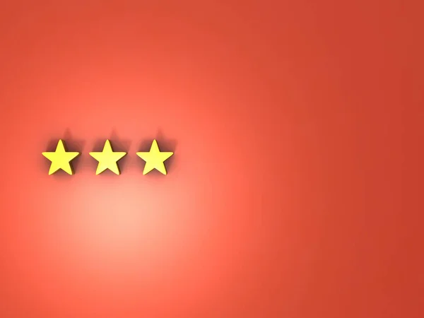 Three Star Icon Three Golden Stars Red Wall High Score — Stock Photo, Image
