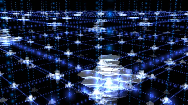 Data array in cyberspace. Accumulation and network of digital data. meta verse and information metaphor. 3D rendering.