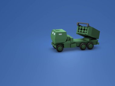 A fictitious NATO style rocket launcher. A long range precision rocket launcher. A game changer that performs precision attacks with high mobility. 3D rendering.