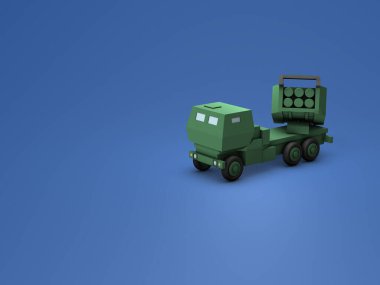 A fictitious NATO style rocket launcher. A long range precision rocket launcher. A game changer that performs precision attacks with high mobility. 3D rendering.