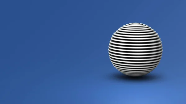一个被纬度线切割的球 一个抽象概念 代表一个被平行切割的地球 凉爽的蓝色背景 3D渲染 — 图库照片