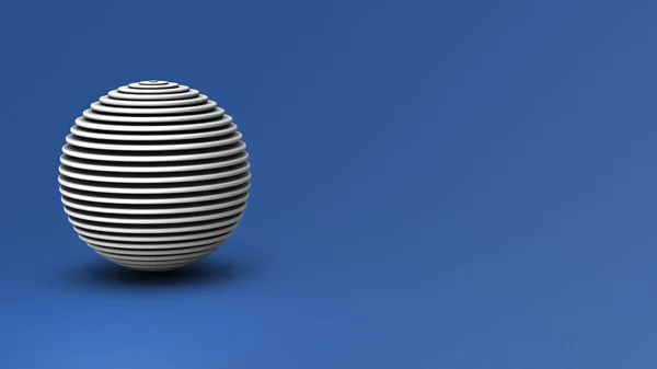 一个被纬度线切割的球 一个抽象概念 代表一个被平行切割的地球 凉爽的蓝色背景 3D渲染 — 图库照片