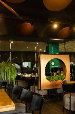 Samimi bir kafe. İç mekanda bir sürü bitki var..