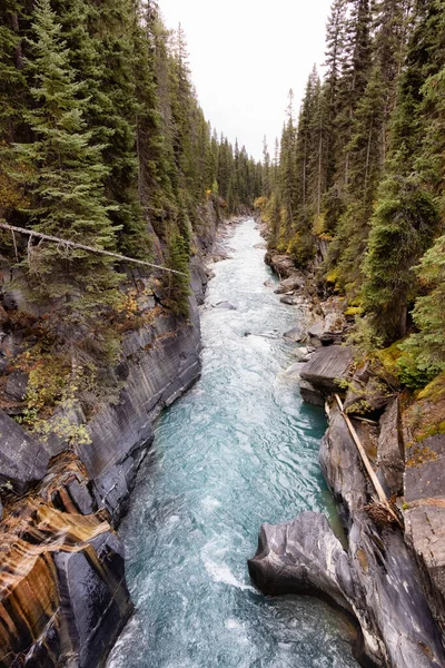 Água doce correndo em um desfiladeiro. Natureza canadense fundo. — Fotografia de Stock