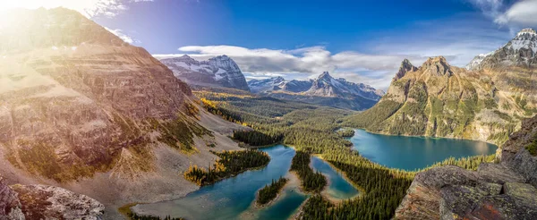 Panoramic View of Glacier Lake with Canadian Rocky Mountains — Stock Photo, Image