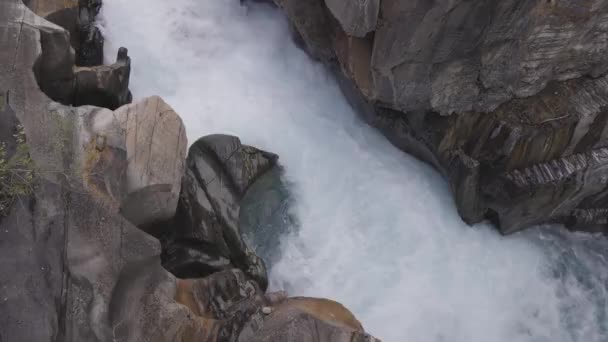 清水涌进峡谷.加拿大自然背景. — 图库视频影像