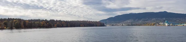 Panoramic View of Stanley Park during sunny sunset. — Stock Photo, Image