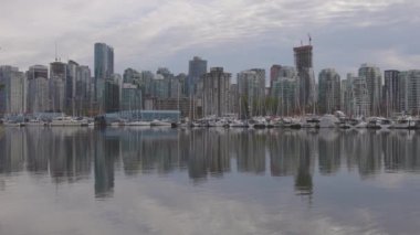 Sonbahar sezonu boyunca Stanley Park 'ta deniz manzarası.