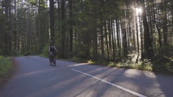 Abenteuerliche Radtour auf einem Waldweg — Stockvideo