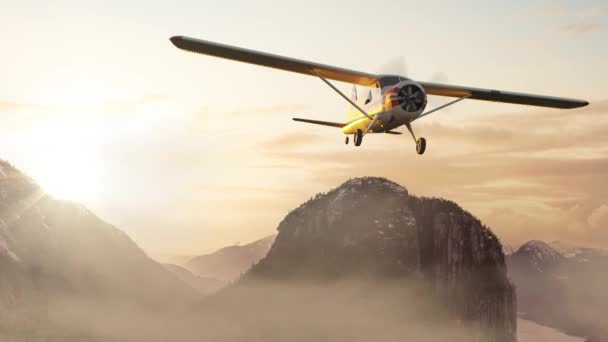 해 가 지는 동안 산 위를 비행하는 비행기. 영화화 — 비디오