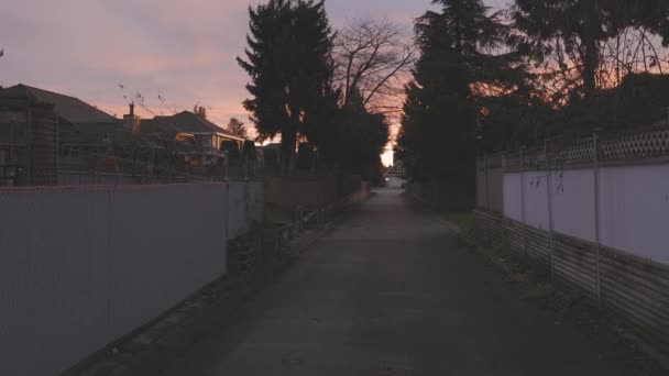 Callejón en un barrio residencial en los suburbios de la ciudad. — Vídeos de Stock