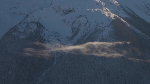 雪に覆われたカナダの山の空中パノラマビュー — ストック動画