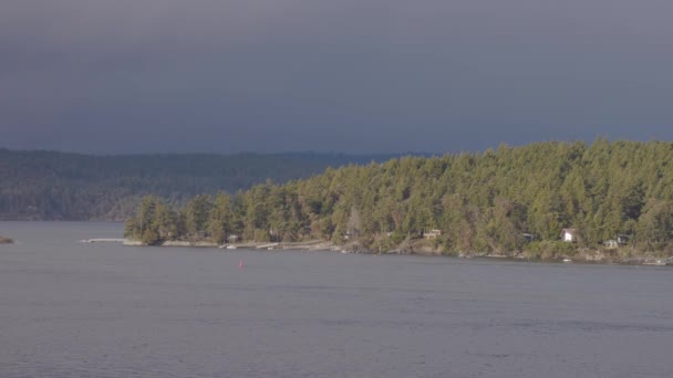 Islas del Golfo en la costa oeste del Océano Pacífico durante el soleado día de invierno — Vídeos de Stock