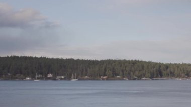 Pasifik Okyanusunun batı kıyısındaki Körfez Adaları Güneşli Kış Günü boyunca