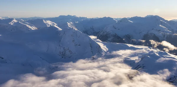 Aerial Panoramic View of Canadian Mountain covered in snow — Foto Stock